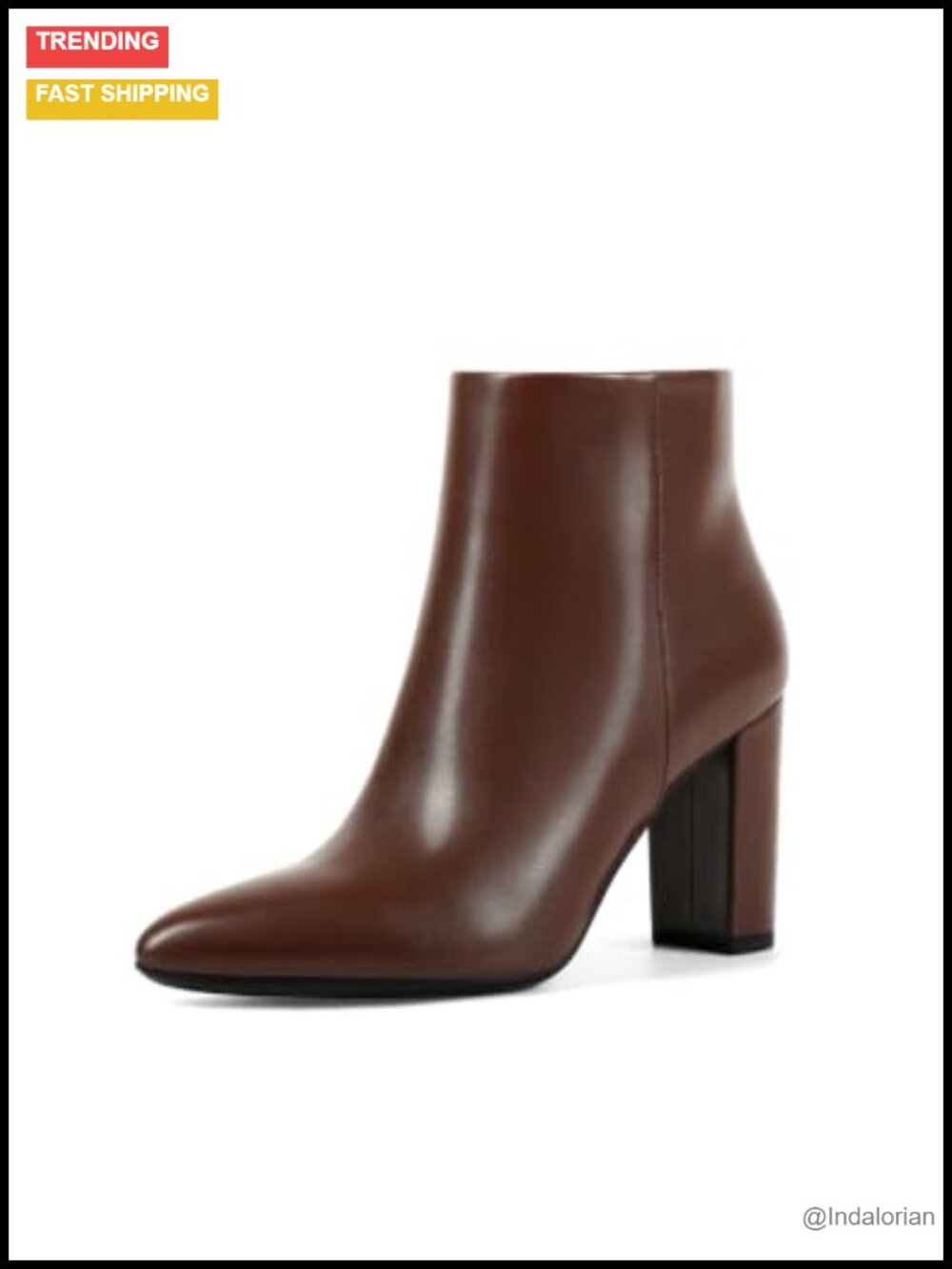 Pointed Toe Block Chunky Heel Ankle Boots Faux Leather Comfort Booties